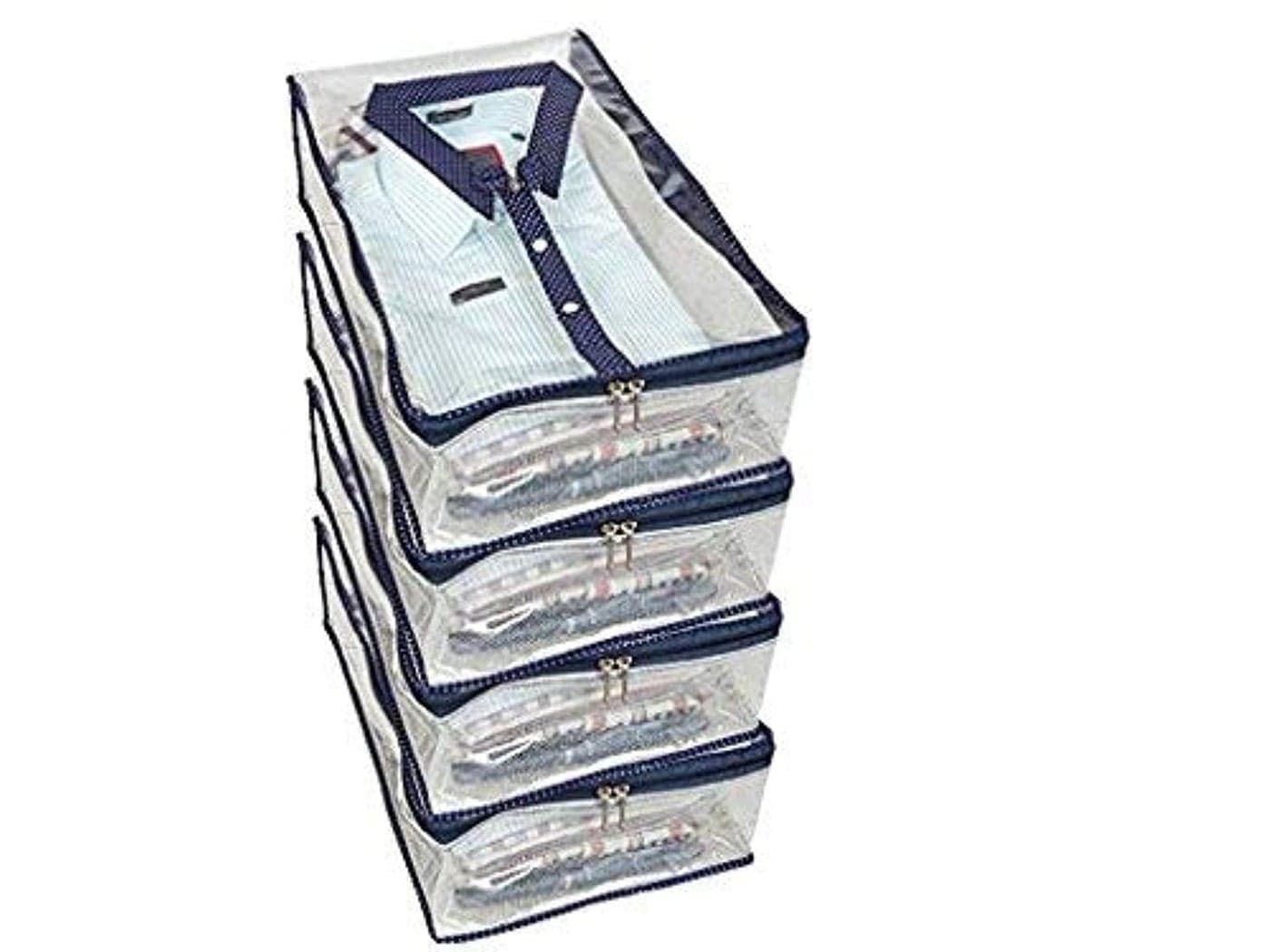 Kuber Industries 43.2x33x12.7 CM 4 Piece PVC Shirt Cover Set, Transparent, polyvinylchloride PVC