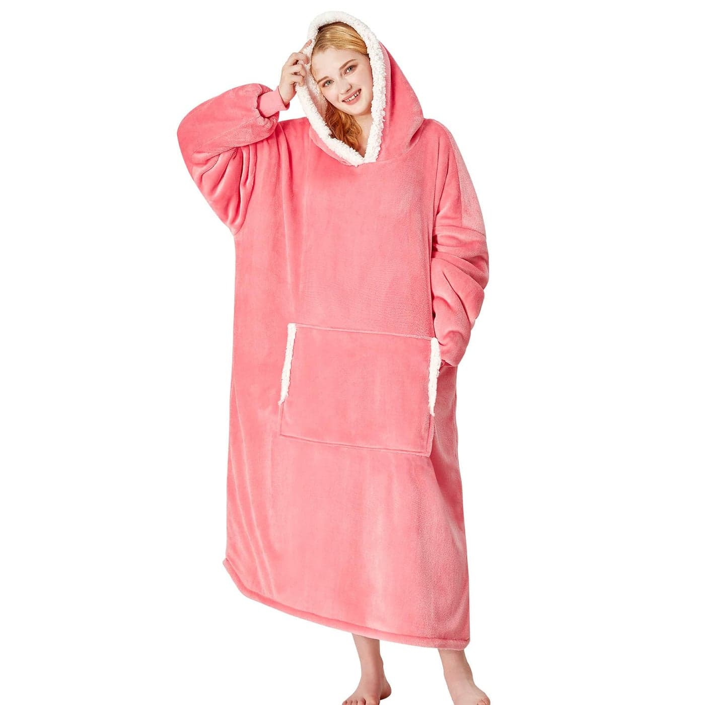 yescool Wearable Blanket Hoodie Gifts for Women Her Girlfriend Birthday Christmas Gifts For Mom Oversized Flannel Sherpa Blanket Sweatshirt One Size Fits All Pink