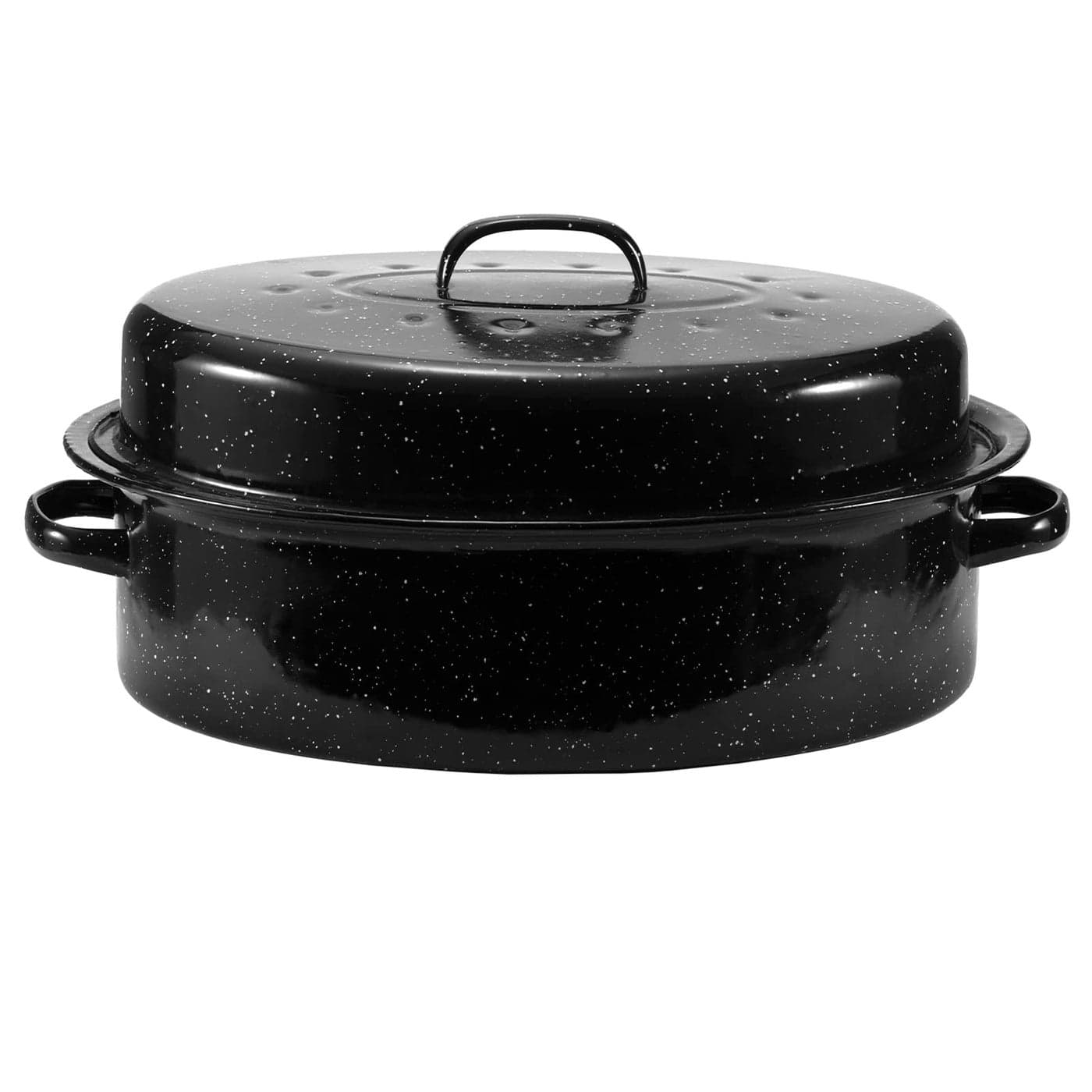 JY COOKMENT Granite Roaster Pan 18 Enameled Roasting Pan with Domed Lid Oval Turkey Roaster Great for Chicken Lamb Vegetable Dishwasher Safe Cookware Fit for 18Lb Turkey