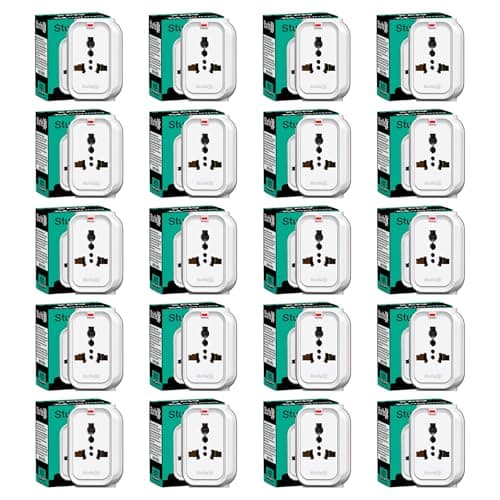 Sturlite Alyx 3 Pin Plug| 2-Pin & 3-Pin Socket| Universal AC Travel Adapter| Strong Polycarbonate Body Socket| Compact Converter Plug for Travel, Home & Office Use - (Pack of 20)