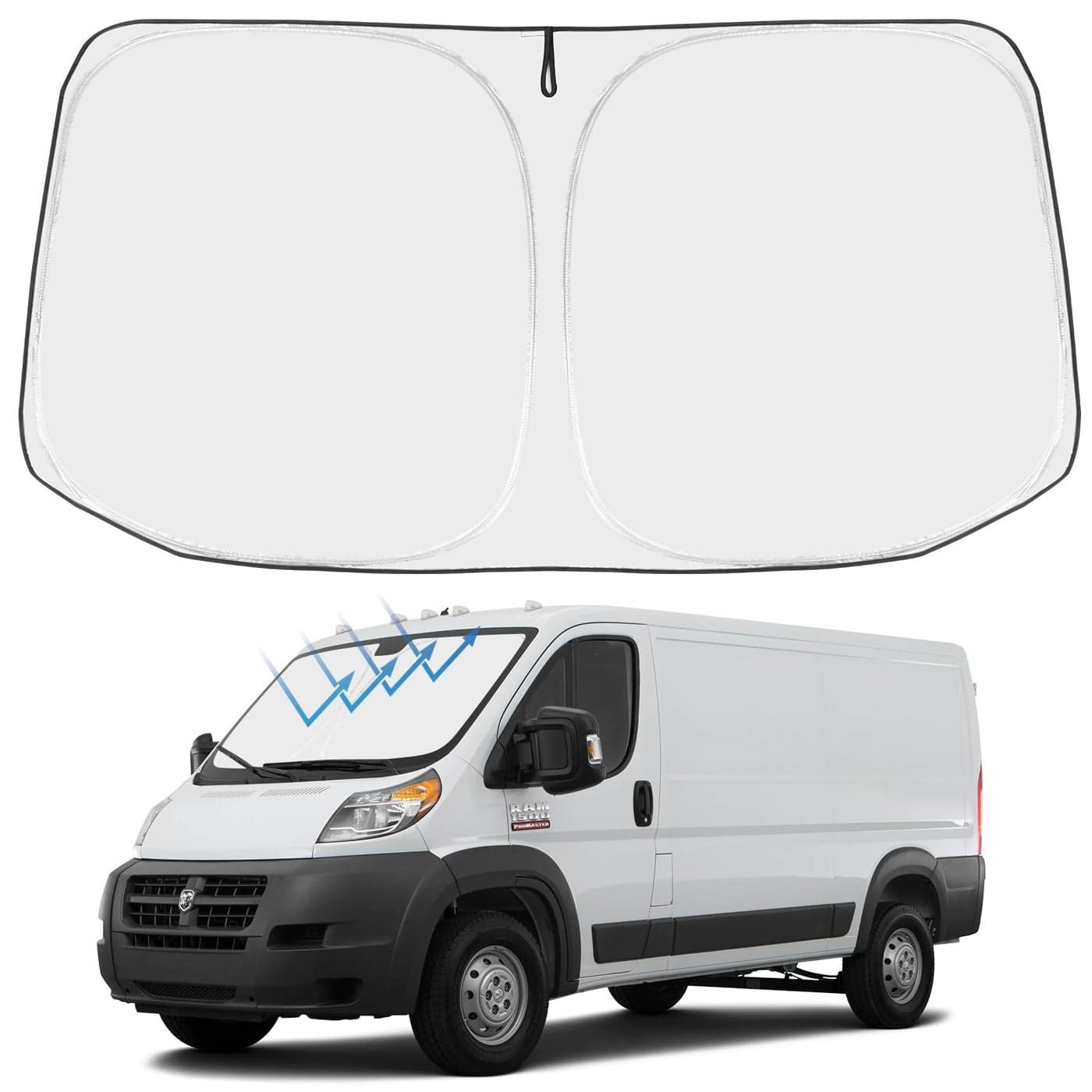 Proadsy 2025 Upgrade Windshield Sun Shade Custom Fit Dodge Ram Promaster 20142024 2025 4Layer Foldable Front Sunshade Protector Sun Visor Blocks UV Rays Keep Car Cooler