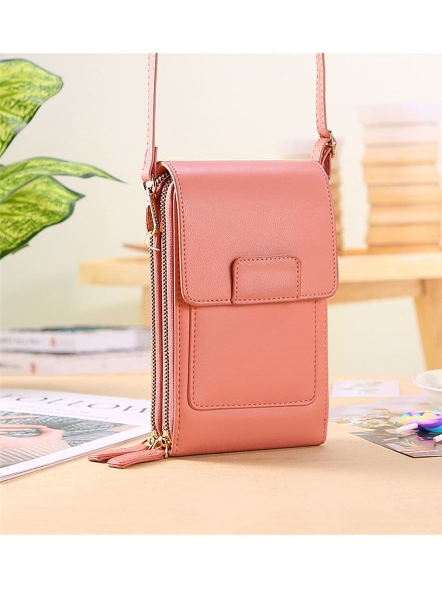 Transparent Touch Screen Retro Simple Cell Phone Bag Women PU Leather Small Messenger Bags Flap Mini Bag Shoulder Bag