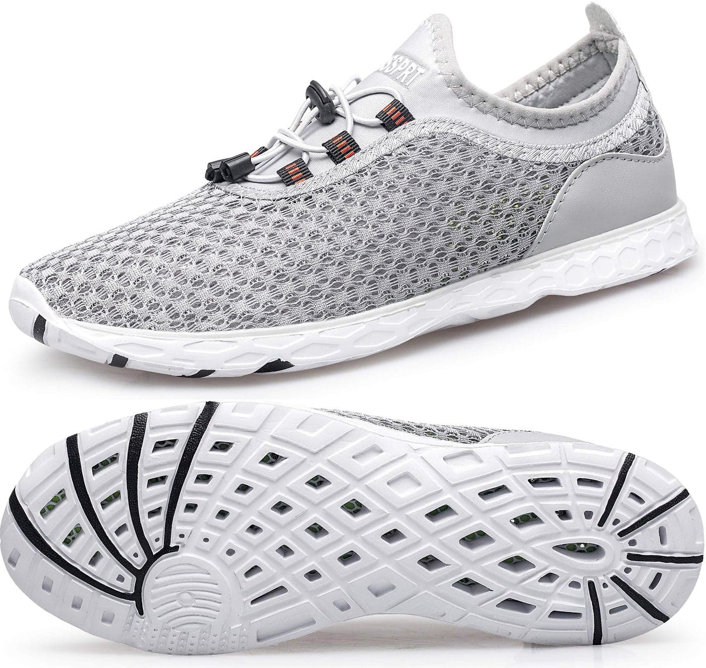 DOUSSPRT Women's Water Shoes Quick Drying Sports Aqua Shoes Grey Size 8