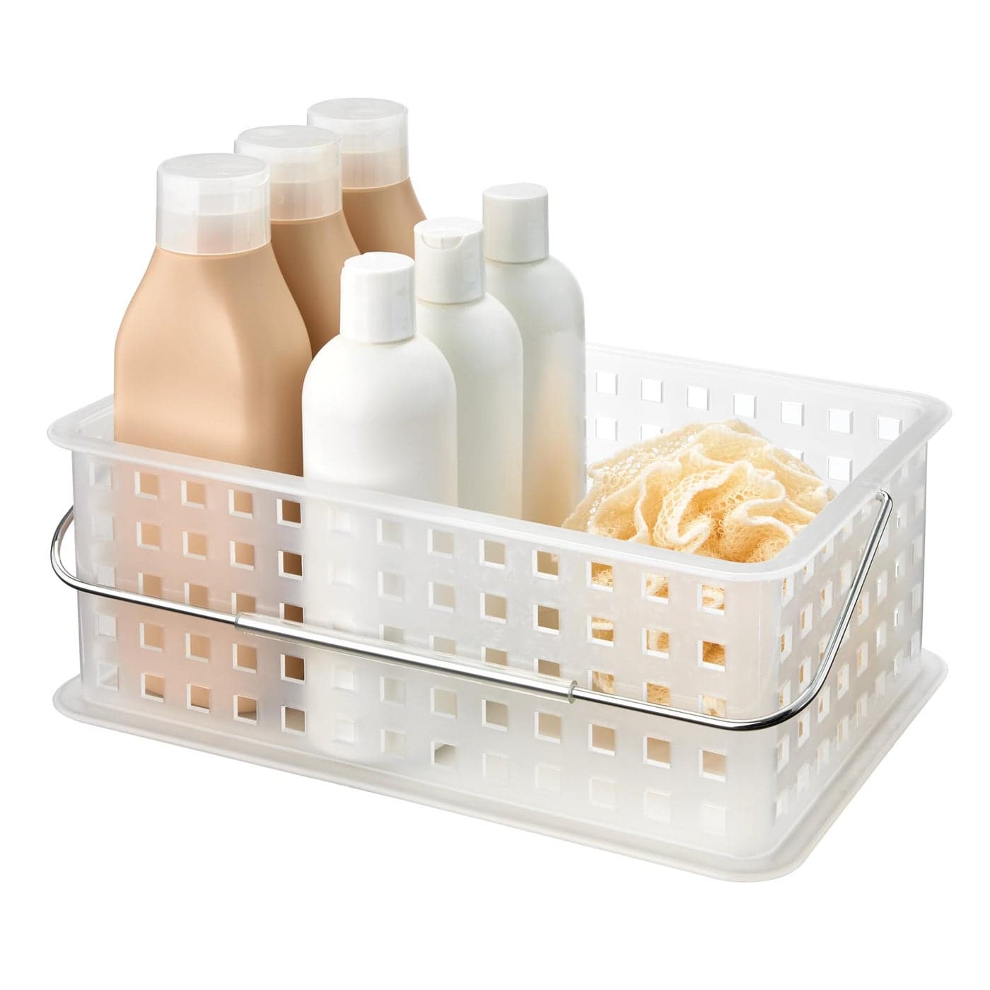 iDesign Portable Shower Caddy Basket with Handle for Dorm or Bathroom ClearFrost Made in USA