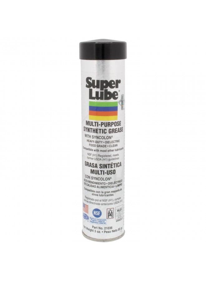 Super Lube 21036 Synthetic Grease (NLGI 2), 3 oz Cartridge, Translucent White, 1 pack