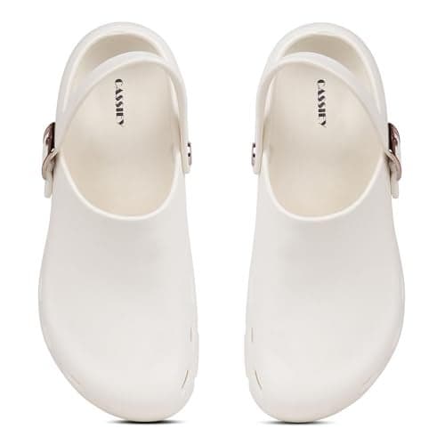 CASSIEY Slip on Sandals Women Comfortable EVA Closed Toe Clogs- White