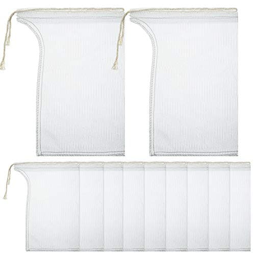 Shappy Compost Tea Bag Pump Strainer Mesh Filter Bag with Drawstring 600 m for Prevents Clogging During The Straining Process10 Pieces23 x 16 cm