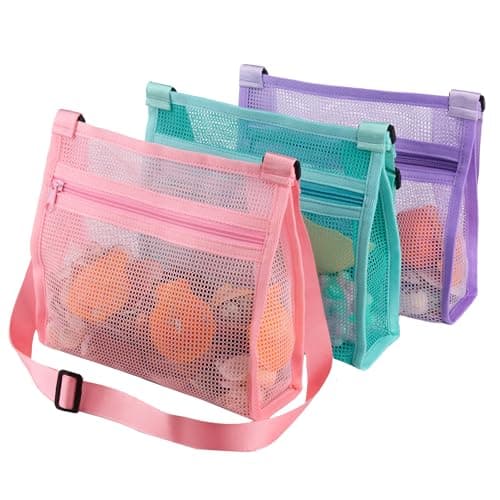 MUYIZI Shell Bags for Picking Up Shells,Toys Shell Collecting Bags Seashell Bag for Holding Shells Beach Toys Sand Toys Swimming Accessories (3pack)