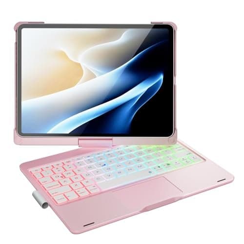 doqo for iPad Air 11 and iPad Pro 11 case with Keyboard,360° Rotatable Keyboard case for iPad Air 11 M3 2025/M2 2024,air 5th,4th 10.9,iPad Pro 11(4th,3rd,2nd,1st Gen) with Multi-Touch Trackpad (Pink)
