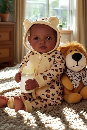 BABESIDE Adorable Lifelike Black Baby Doll 17 Handmade Realistic African American Baby Dolls with Premium Outfit Accessories Pretend Play Gift for Kids Age 3