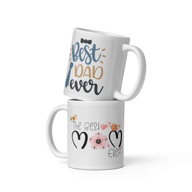 Dealassist Coffee Mugs Set of 2 Best Mom Ever Best Dad Ever Mummy Papa Love Unique Anniversary Mothers Day Fathers Day Birthday Gift for Mother Father Microwave Safe Capacity 350 ml