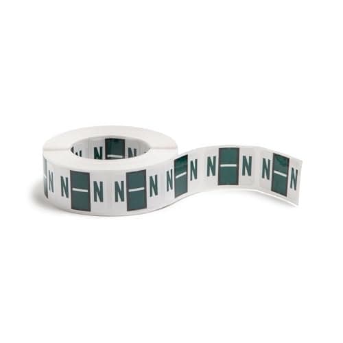 Smead BCCR Bar-Style Color-Coded Alphabetic Label, N, Label Roll, Dark Green, 500 Labels per Roll, (67084)