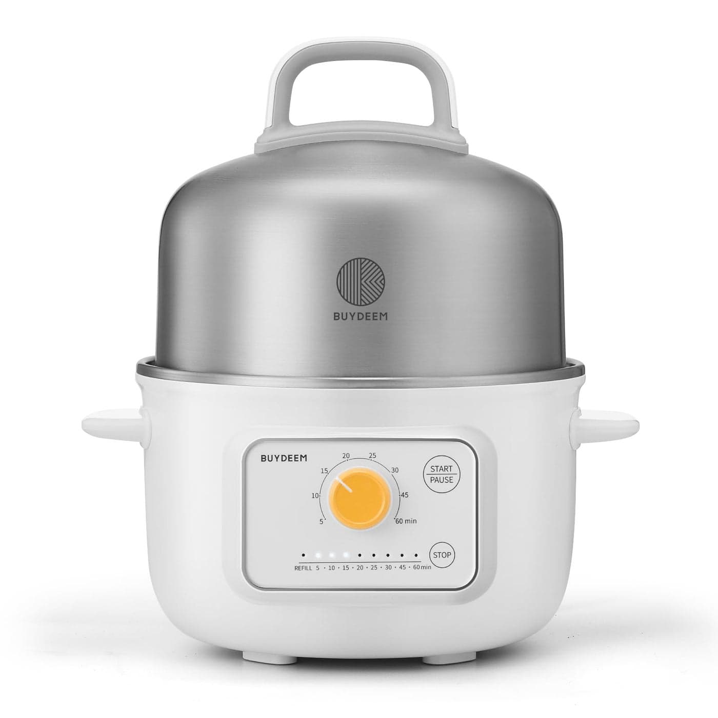 BUYDEEM G32 Electric Food Steamer 16QT Stainless Steel Steamer for Vegetable Egg Seafood 8 Time Settings Triple Dry Protection Quick Steam Healthy Cooking for 12 Servings Arctic White
