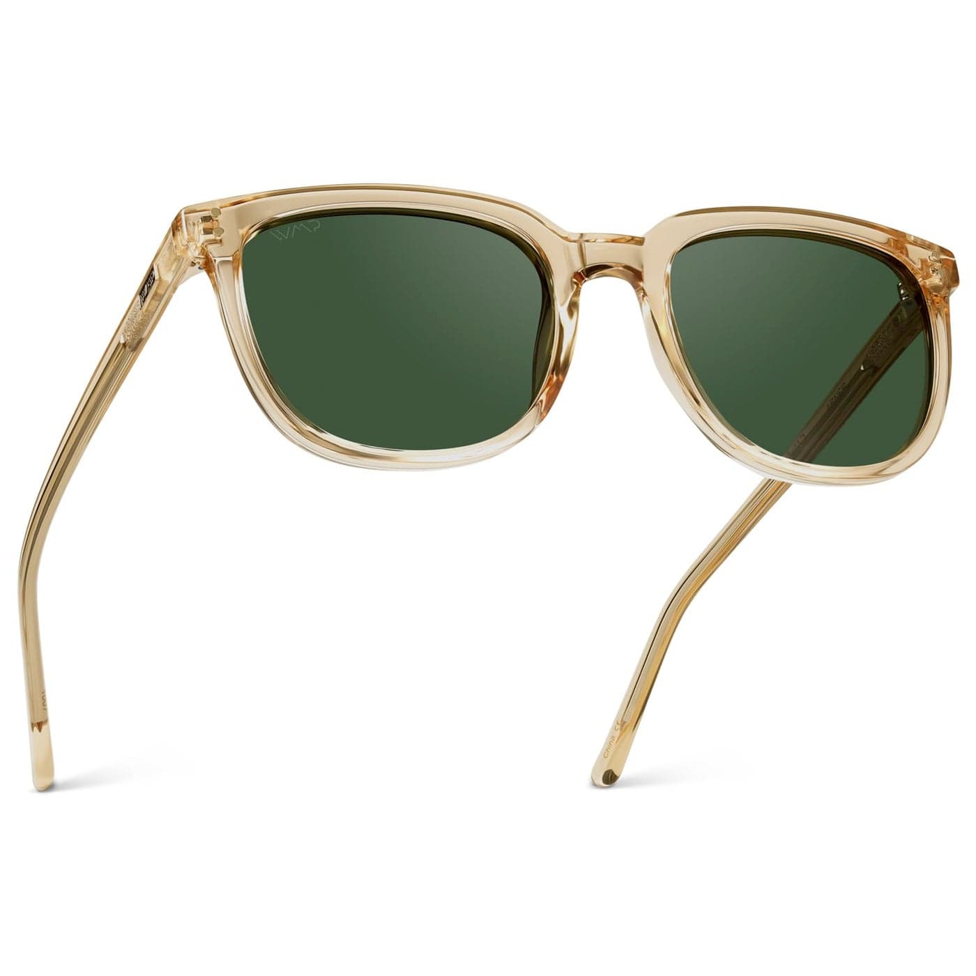 WearMe Pro Polarized Classic Retro Flat Square Unisex Sunglasses (Transparent Yellow/Smoke Green)