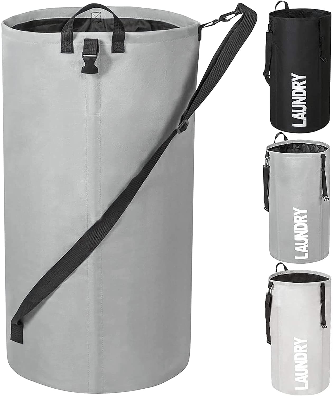 Chrislley 106L Extra Large Laundry Hamper with Drawstring Dorm Room Backpack Laundry Bag Collapsible Laundry Basket for College Students Travel Day TripGrey