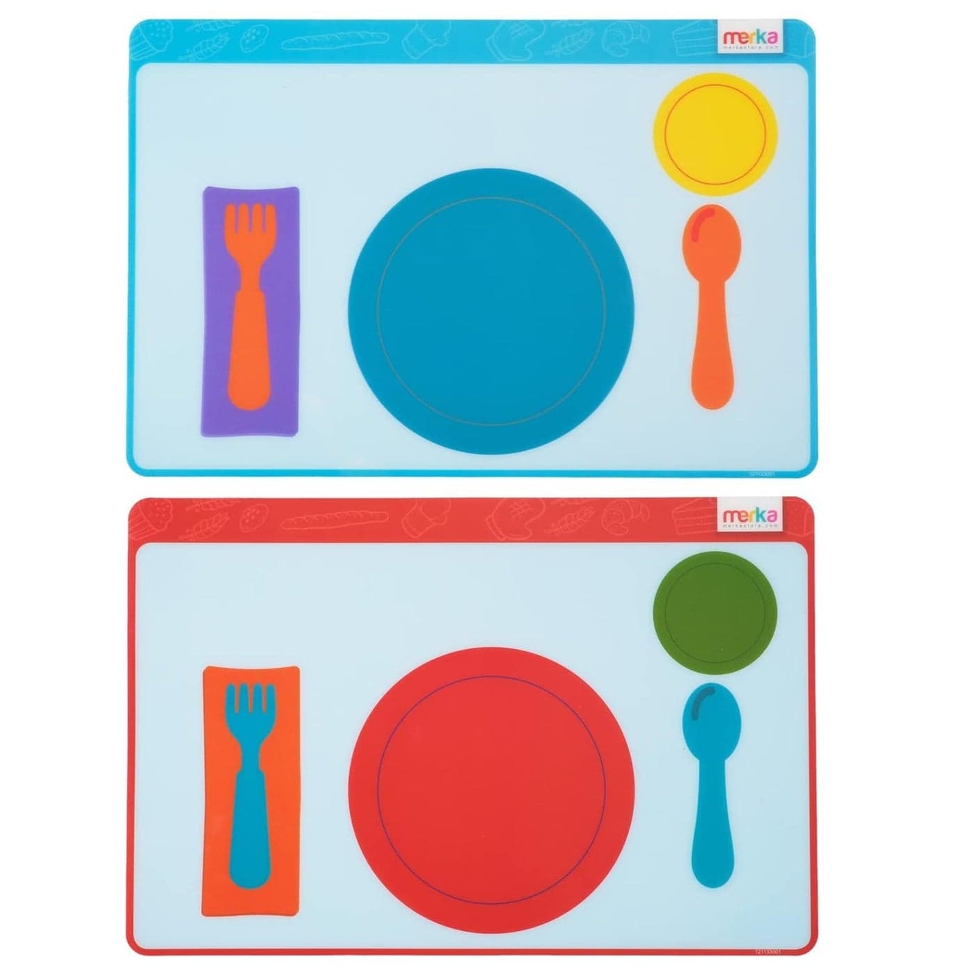 Merka Montessori Placemat for Toddlers 2 Pack with NonSlip Back Learn Table Setting Manners and Etiquette Reusable and Washable 17 x 11 in Educational Toddler Placemat