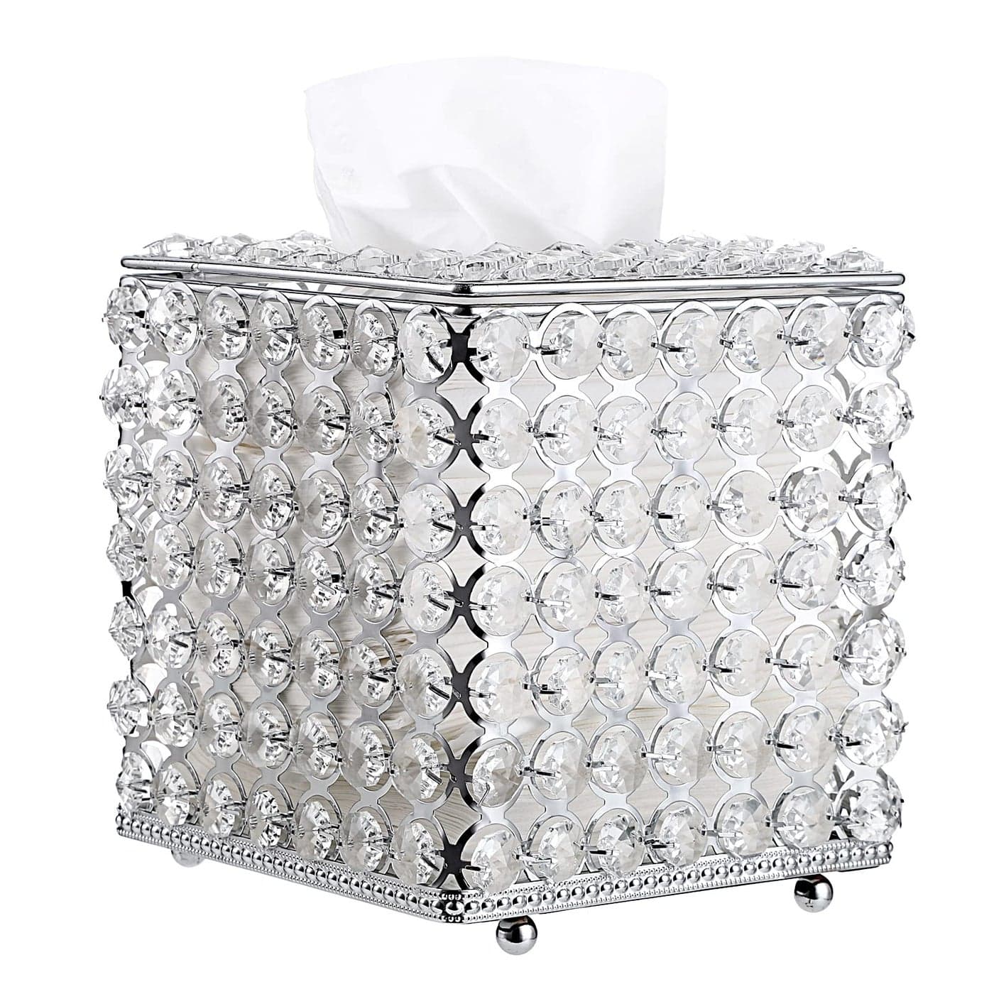 Sumnacon Crystal Square Tissue Box Cover Decorative Tissue Box Holder Sparkling Cube Tissue Holder for Bathroom Dresser Night Stand Table Car Store Office Home Decor Silver