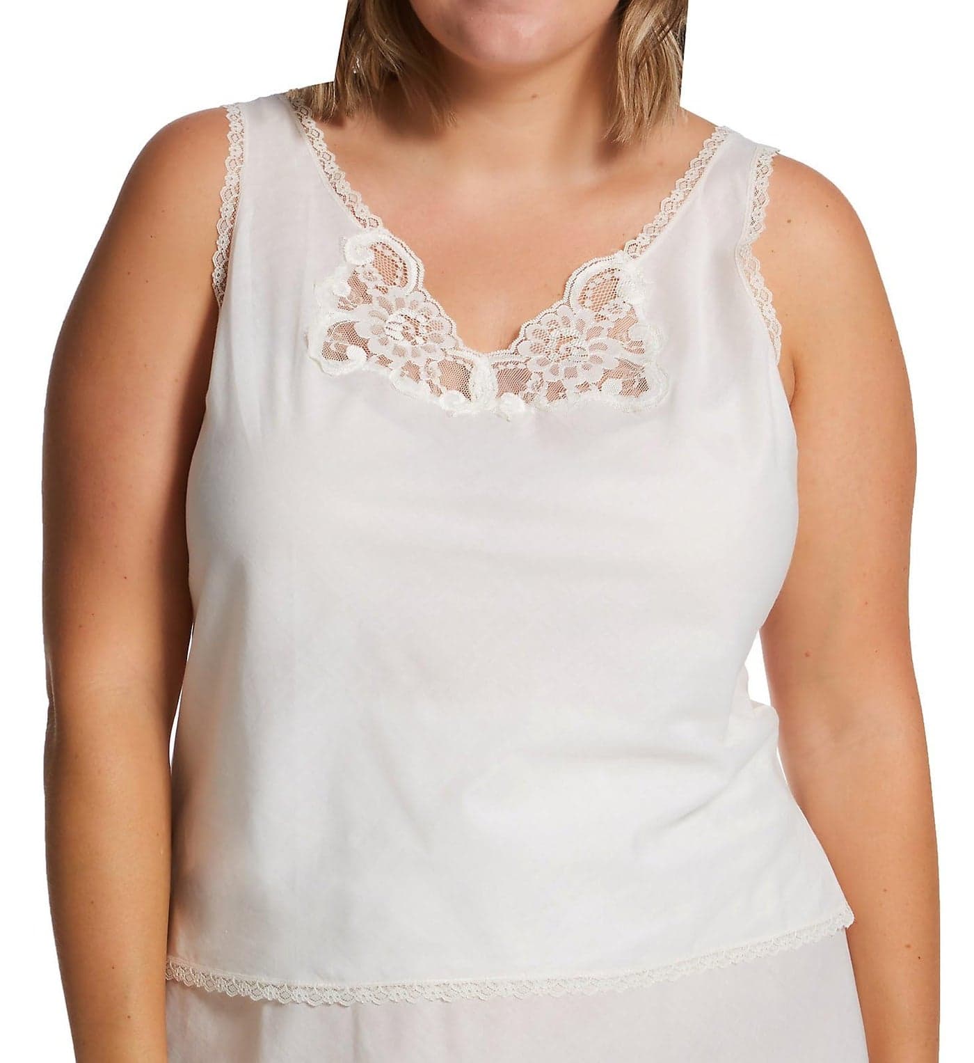 Shadowline Women's Plus Cotton Batiste Camisole, 4536X, Ivory, 46