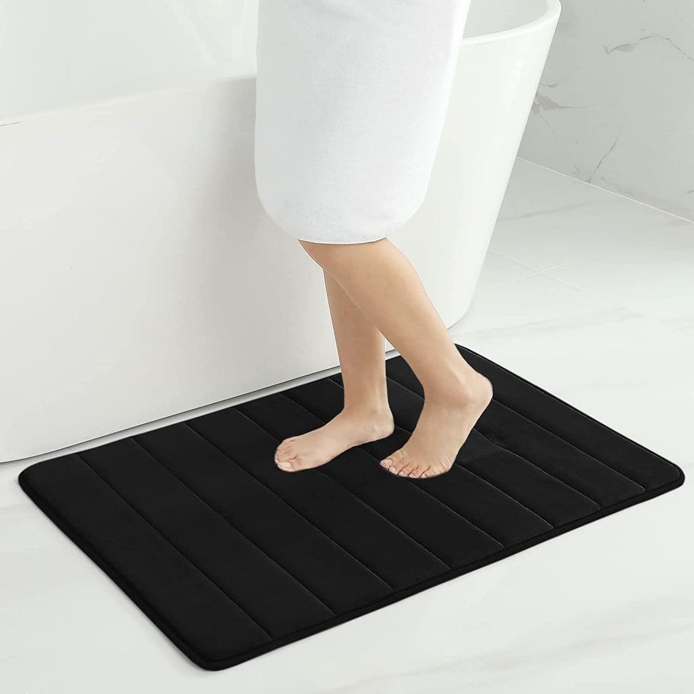 smiry Memory Foam Bath Mat 60 x 90 cm Extra Soft NonSlip Bathroom Mat Super Absorbent Bath Mats for Bathroom Floor MachineWashable Dry Bath Rug Foot Mat Black