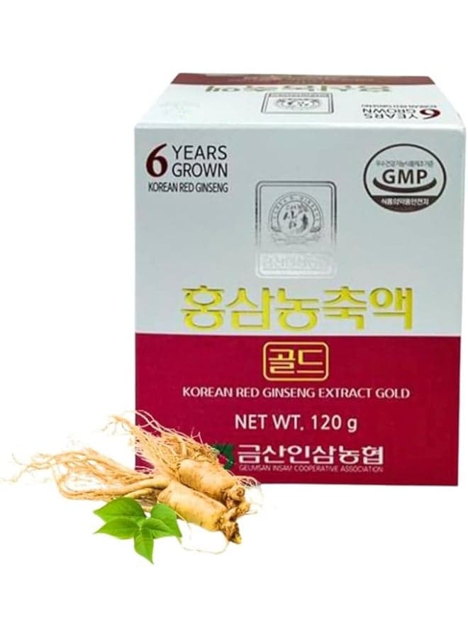 Korean Red Ginseng Extract Gold – Made from 6-year-old Red Ginseng, High Ginsenosides, Bioavailable, Sugar-Free, No Preservatives/Additives | Boosts Energy, Supports Immunity, Relieves Stress (120 gm)