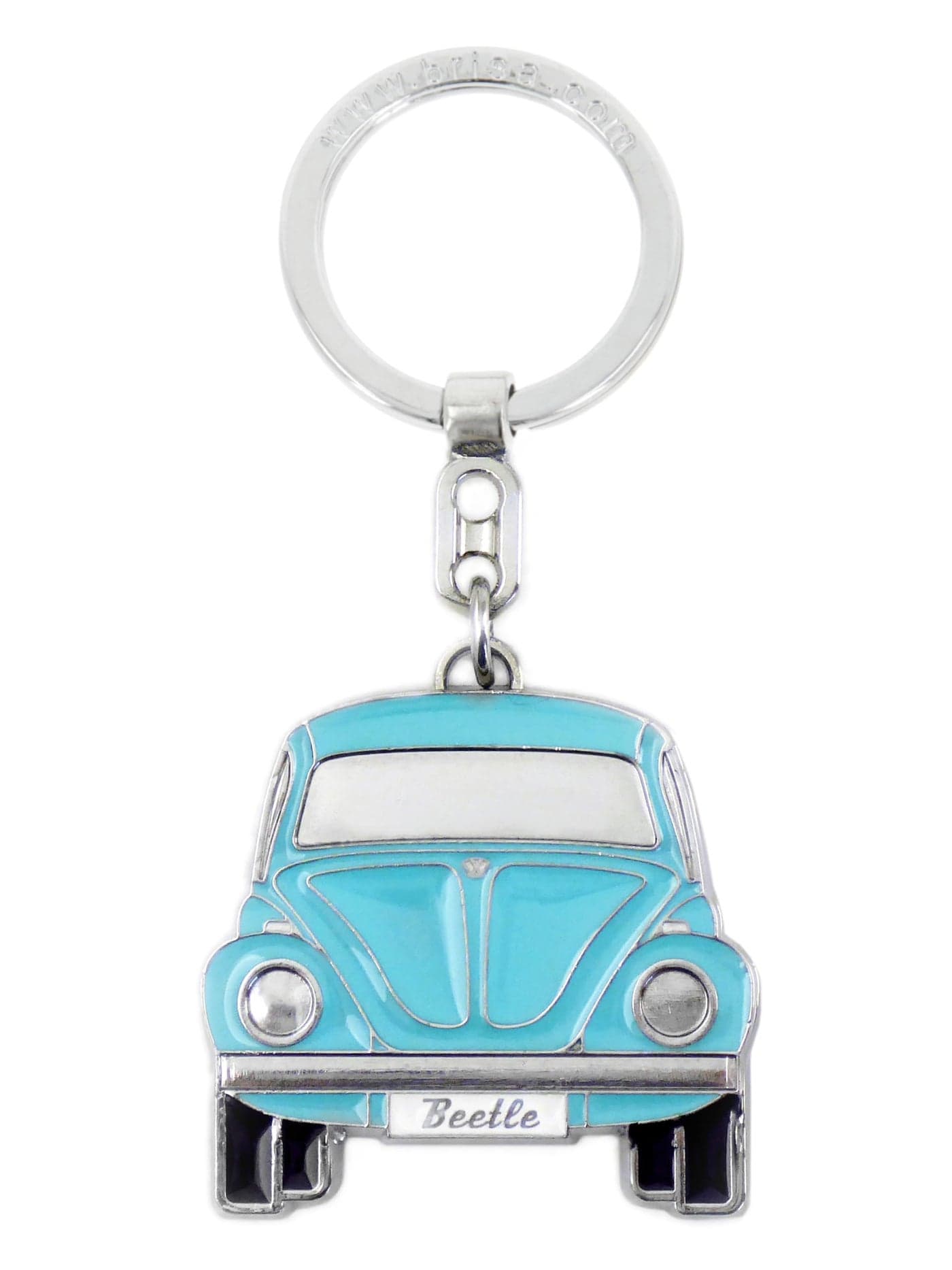 BRISA VW Collection Volkswagen Enamel Metal Keyring Keychain Accessory Keyholder in Beetle Bug Design FrontBlue