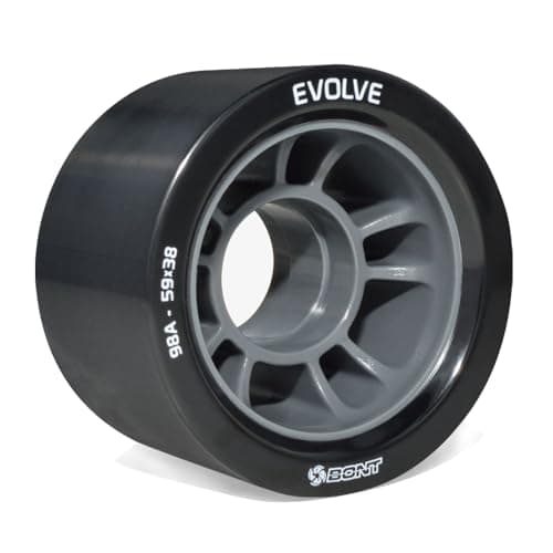 Bont Skates - Evolve Roller Derby Skate Wheel - Indoor Roller Skate Wheels - Rollerskate Wheels - 88A 92A 95A 98A - Red Black Blue Purple (Black 98A - Set of 4 Wheels)