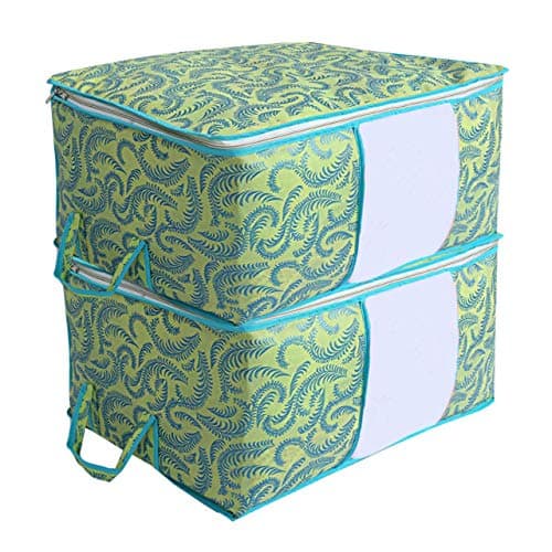 Kuber Industries 2 Piece Non Woven Exclusive Underbed Storage Organiser, Green