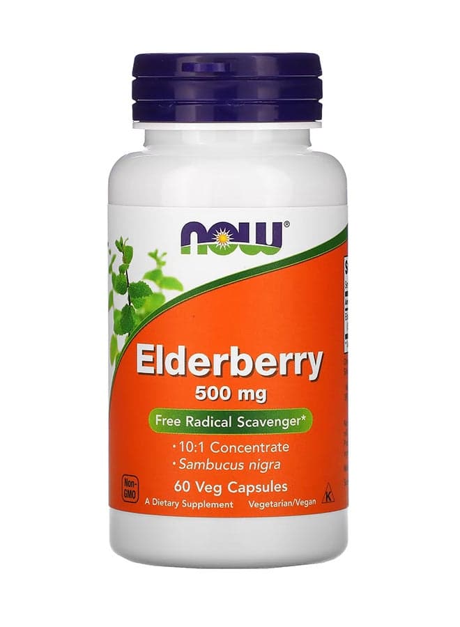 Elderberry 500 mg Dietary Supplement - 60 Veg Capsules