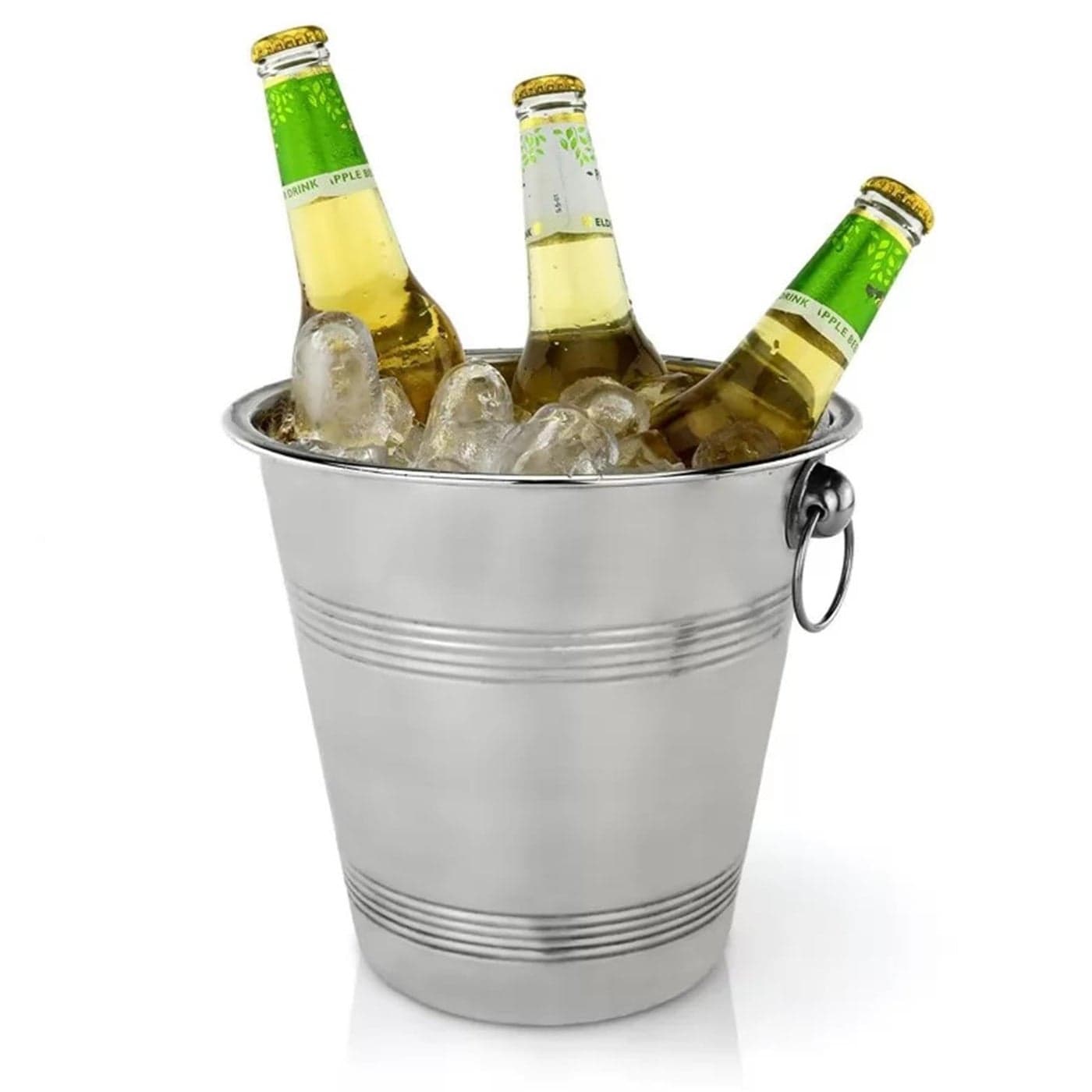 GEEZY Stainless Steel Ice Bucket with Handles MultiFunctional Wine Cooler Champagne and Beer Holder for Parties Stylish Silver Design 22 cm Diameter Durable and Easy to Clean