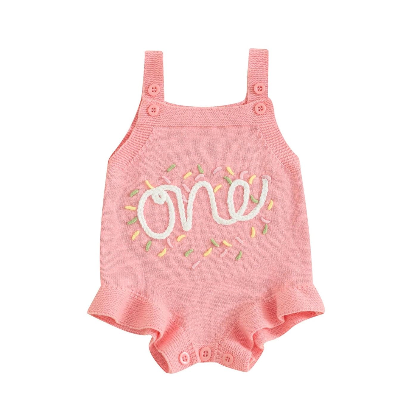 Bonangber Infant 1st Birthday Girl Knit Sleeveless Romper First Birthday Cake Smash Outfit APink 1218 Months