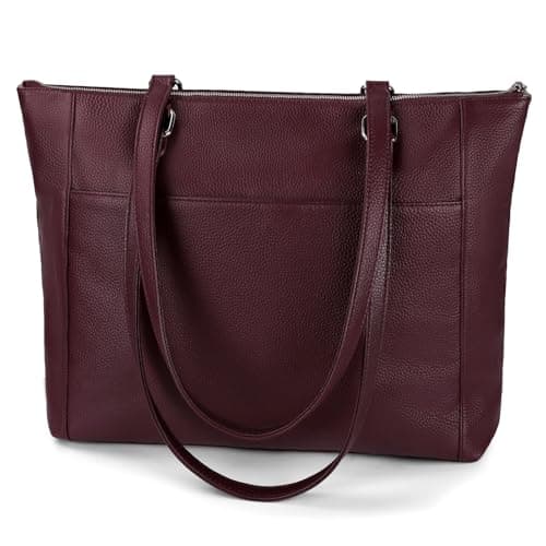 befen Genuine Leather Tote Bag for Women for Work, Large Tote Purse, Women's Large Soft Leather Handbags and Shoulder Bags Satchel Handbags with Top Handles for Work Travel, Burgundy