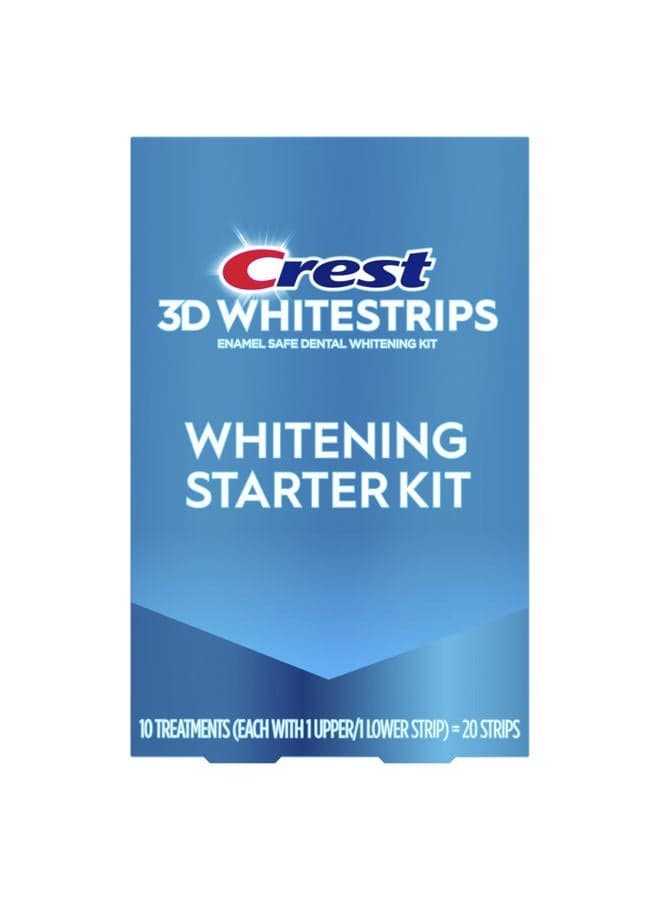 3D Whitestrips Whitening Starter Kit – Teeth Whitening Kit, 10 Treatments, Each with 1 Upper/1Lower, 20 Strips – Crest 3DWhite Teeth Whitening Strips