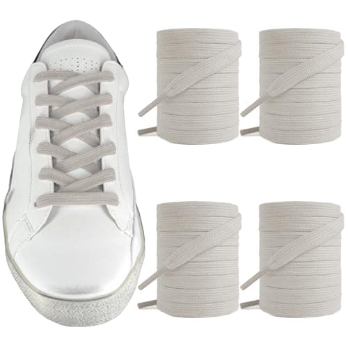 UamGlsob 2Pairs Shoelaces for Golden Goose Sneakers, 5/16"(8mm) Cotton Flat Athletic Shoe Laces Replacement Strings for GG (Stone Grey, 54"/140cm)