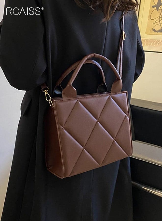 Women's Crossbody Bag, Large-Capacity Minimalist Instagram-Style Shoulder Tote, Perfect for Everyday Street Style Outfits, Soft PU Leather Handbag, Coffee Brown