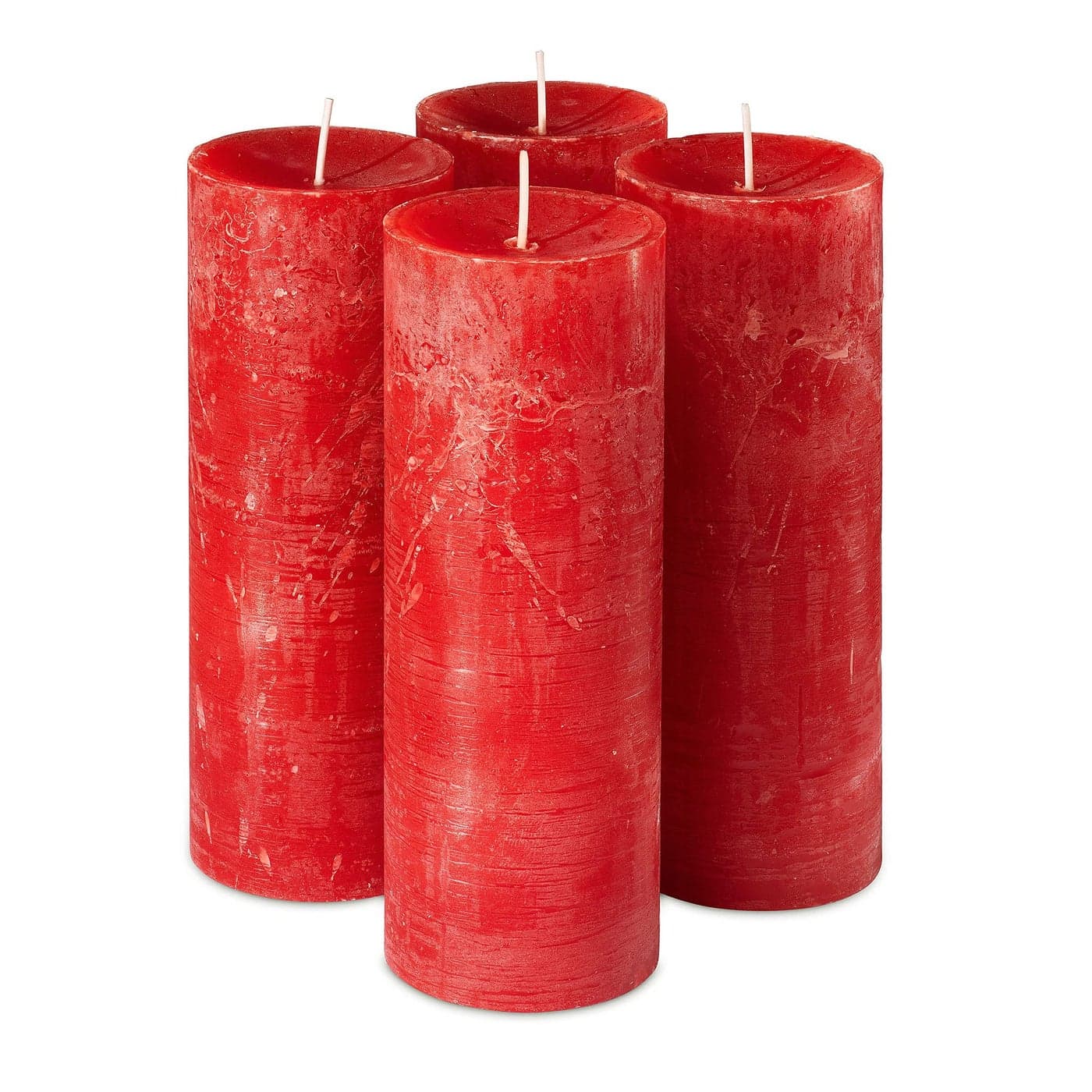 SPAAS Rustic Red Pillar Candles 27 X 75 Decorative Candles Set of 4 Clean Burning and Dripless Unscented Rustic Pillar Candles for Home Decorations Party Weddings Spa Restaurant