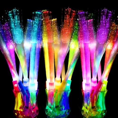 Glow Fiber Optic WandsGlow Sticks Bulk Party PackGlow in the dark Party Supplies Favor Kids Flashing Light Up Toys Stick for Concert Hawaii Birthday Holiday Graduation Wedding Party World Cup 2026