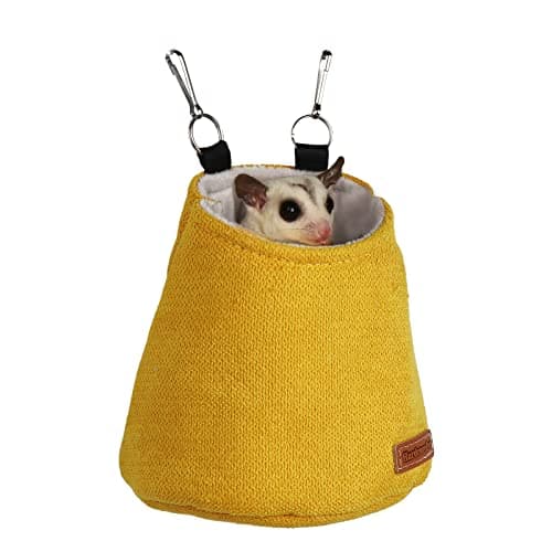 HardcorePet Sugar Glider Pouch - Warm Nest Bed, Sleeping Pouch Bag for Sugar Glider Accessories and Toys, Small Animal Cage Sleep Bag, Sack Swing Hanging Bed (Yellow)