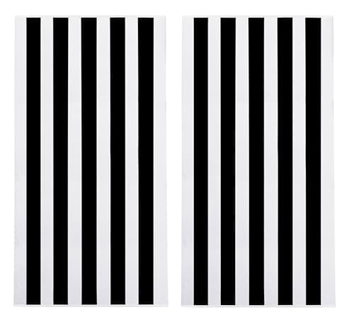 COTTON CRAFT Oversized XL Beach Towel 2 Pack 39 x 68 inches Big Huge Beach Blanket Towel 100 Cotton Velour Thick Plush 450 GSM Super Soft Luxury Pool Picnic Bath Towel Cabana Stripe Black