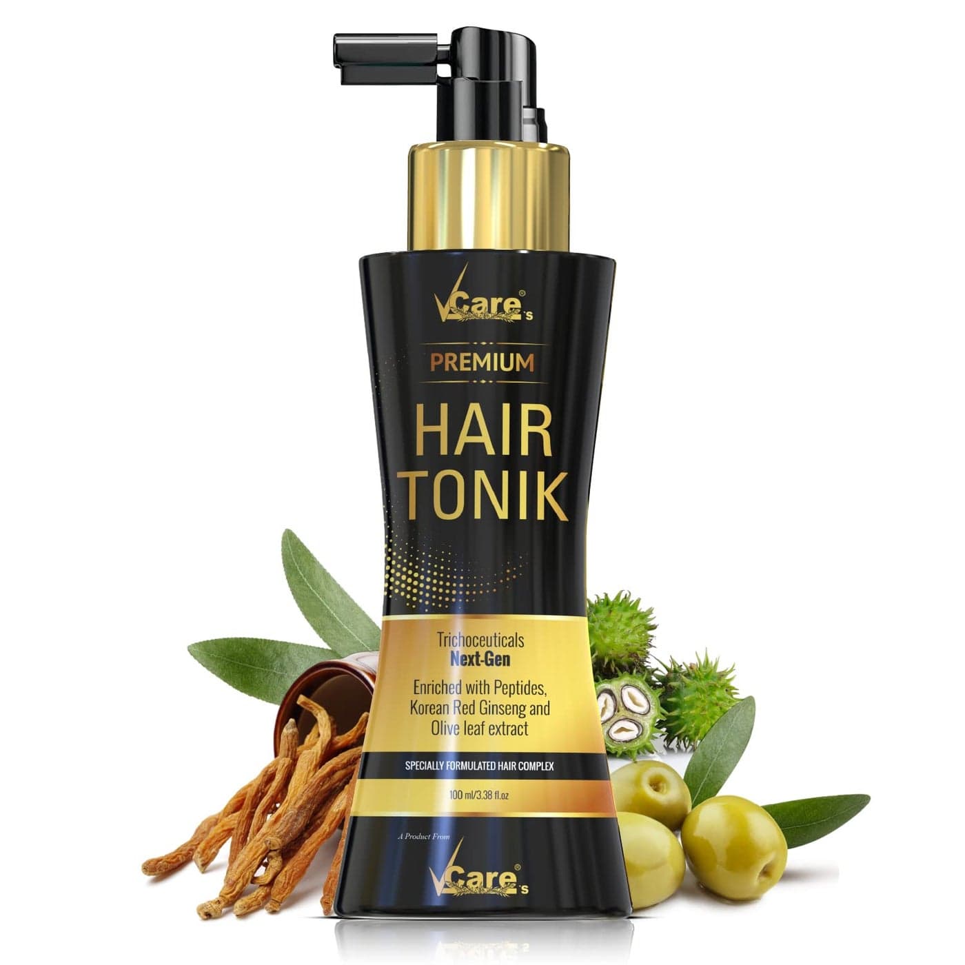 VCare Hair Growth Tonic For Women with Castor Oil and Olive Leaf ExtractBest Scalp Vitalizer Serum for All Hair Type Control Hair Fall Strengthens Hair 100ml Pack Of 1