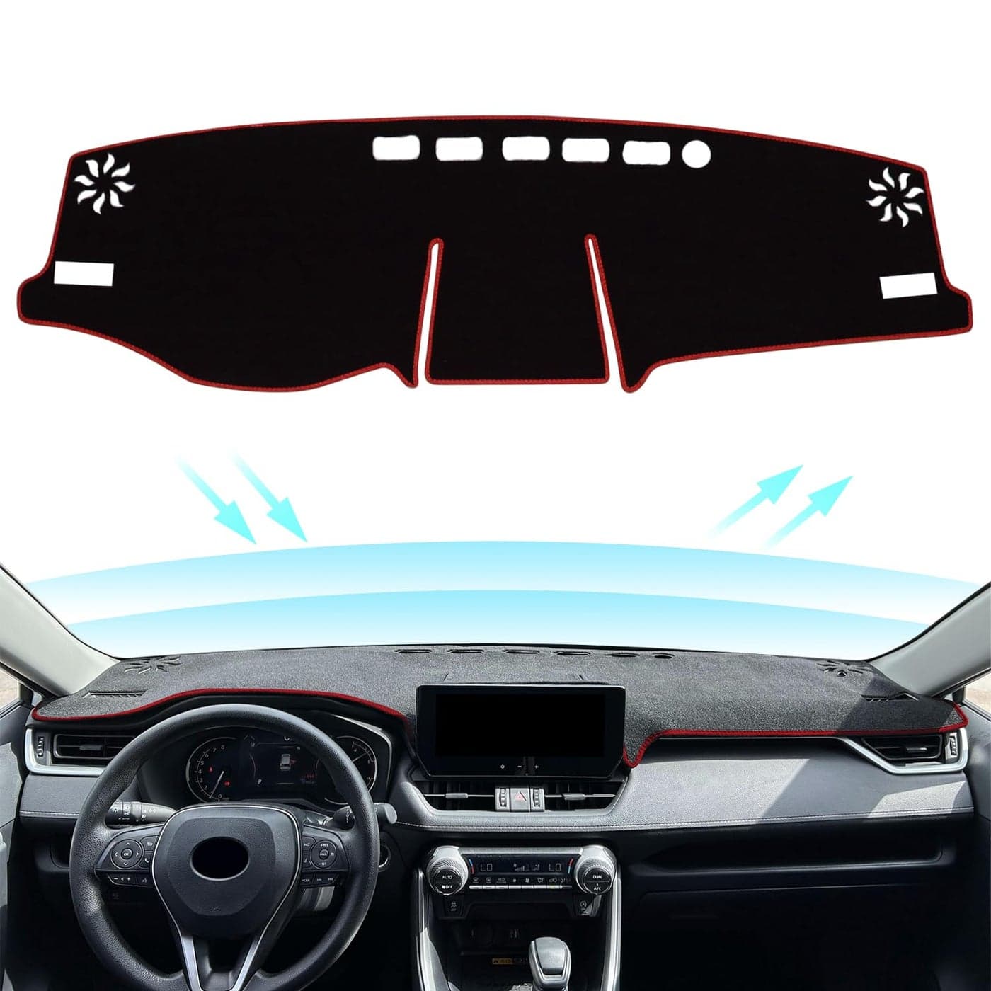 REMOCH for Toyota Rav4 Accessories 2025 2024 2023 2022 2021 2020 2019 Dashboard Cover Dash Cover Mat Custom Fit Center Console Cover Sunshield Protector RAV 4 PadRed Trim