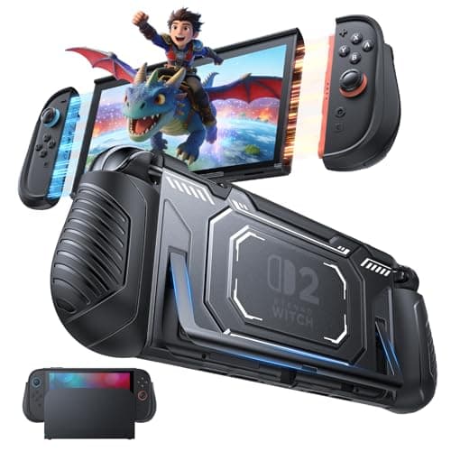 FASTSNAIL Switch 2 Protective Case, Protective Cover with Dockable TPU Middle Frame, Non-Slip Ergonomic Grip for Joycon 2, Comfortable Handheld Shell Case for Switch 2 Accessories for Wii Skins