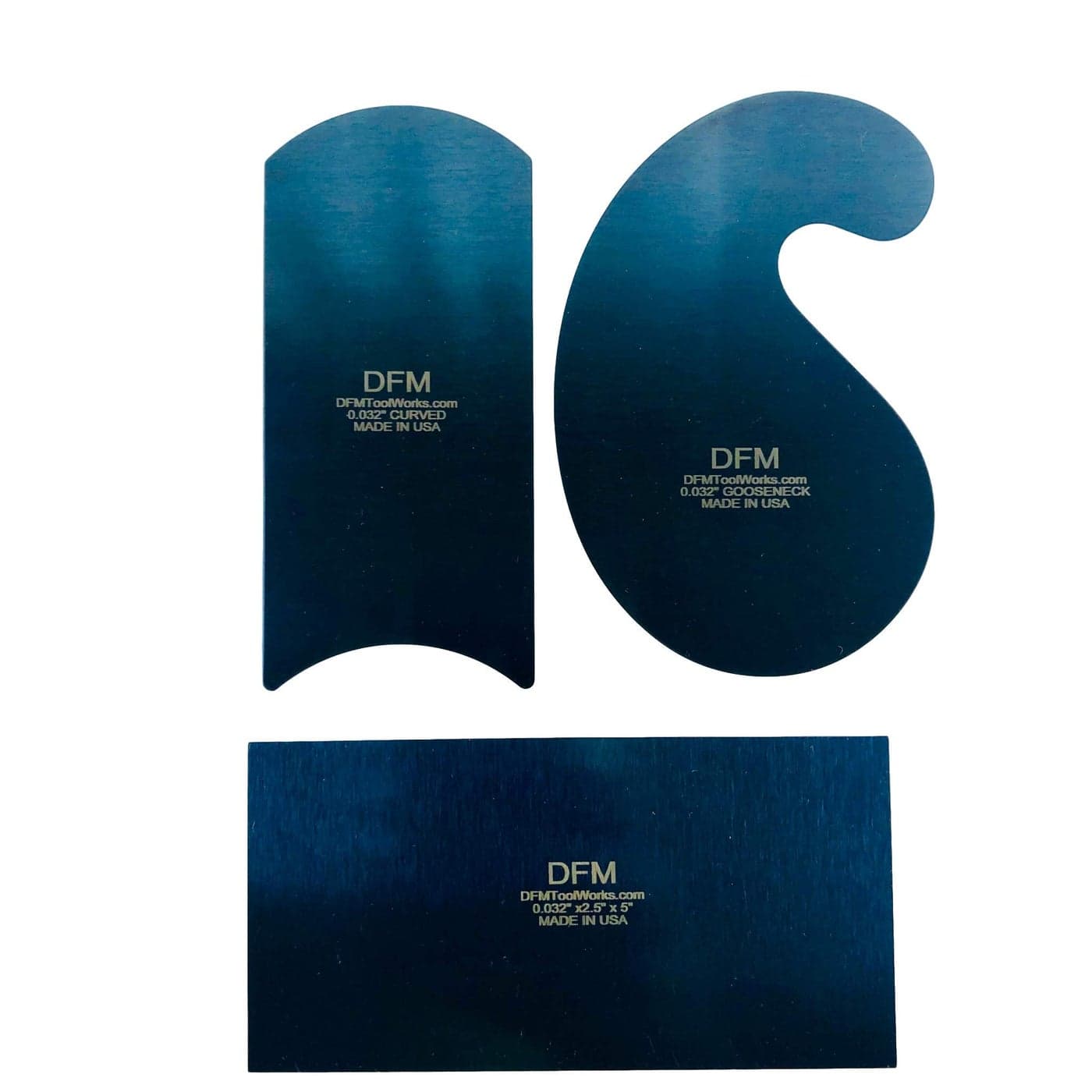 DFM Tool Works Blue Curved Cabinet Scraper Cards Cabinet Scraper for Woodworking Card Scraper Tool for Precision and Fine Finishes Ideal Tool for Woodworking Projects Made in USA Set of 3