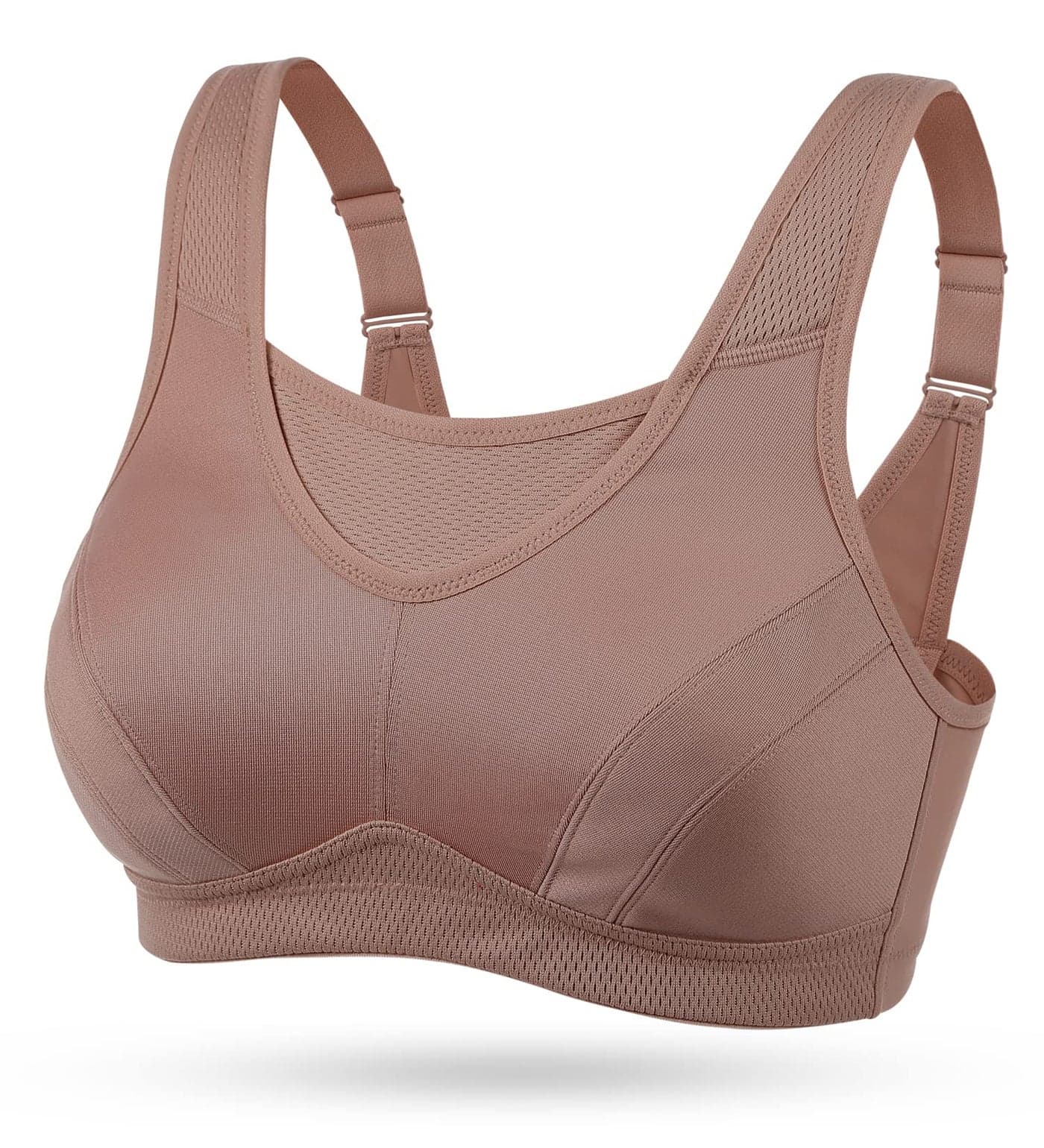 Wingslove Women's Full Coverage High Impact Wirefree Workout Non Padded Sports Bra Bounce Control (Amber,38DD)