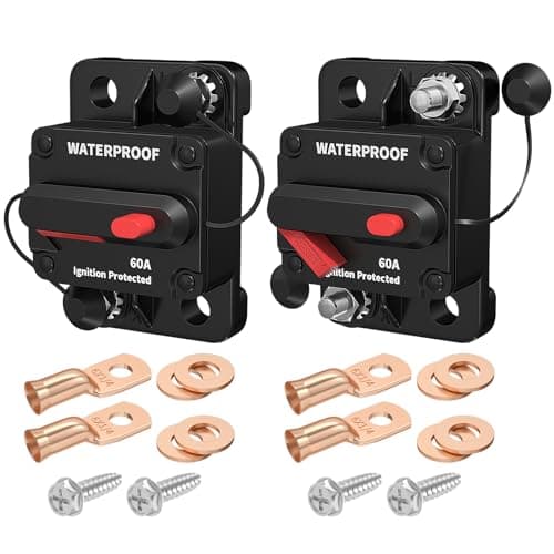 DaierTek 60 Amp Circuit Breaker - 12V/24V/48V DC Manual Reset Waterproof Fuse for Auto Car Truck - 2Pack
