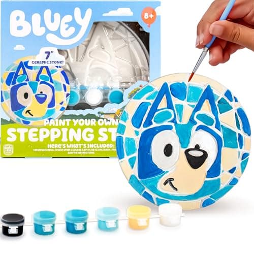 Bluey Paint Your Own Stepping Stone Design 7 DIY Stone Art Fun Kit for Kids Less Mess Paintable Stones Art Set Great Summer Activity Kids Ages 8 9 10 11