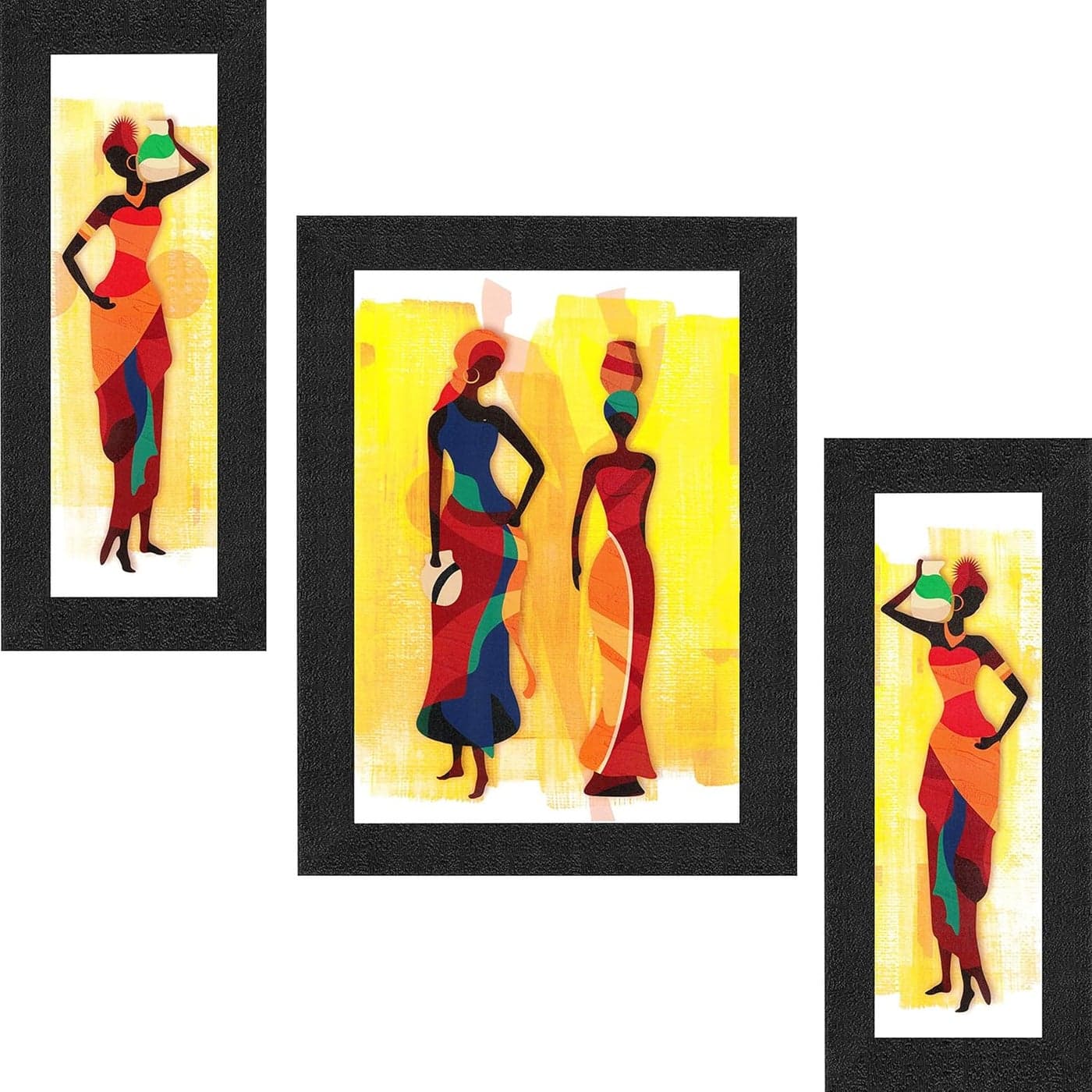 SAF paintings Diwali Gift UV Textured Modern Art Print Framed Painting Set of 3 for Home Decoration – Size 35 x 2 x 50 cm PhotoSA7703