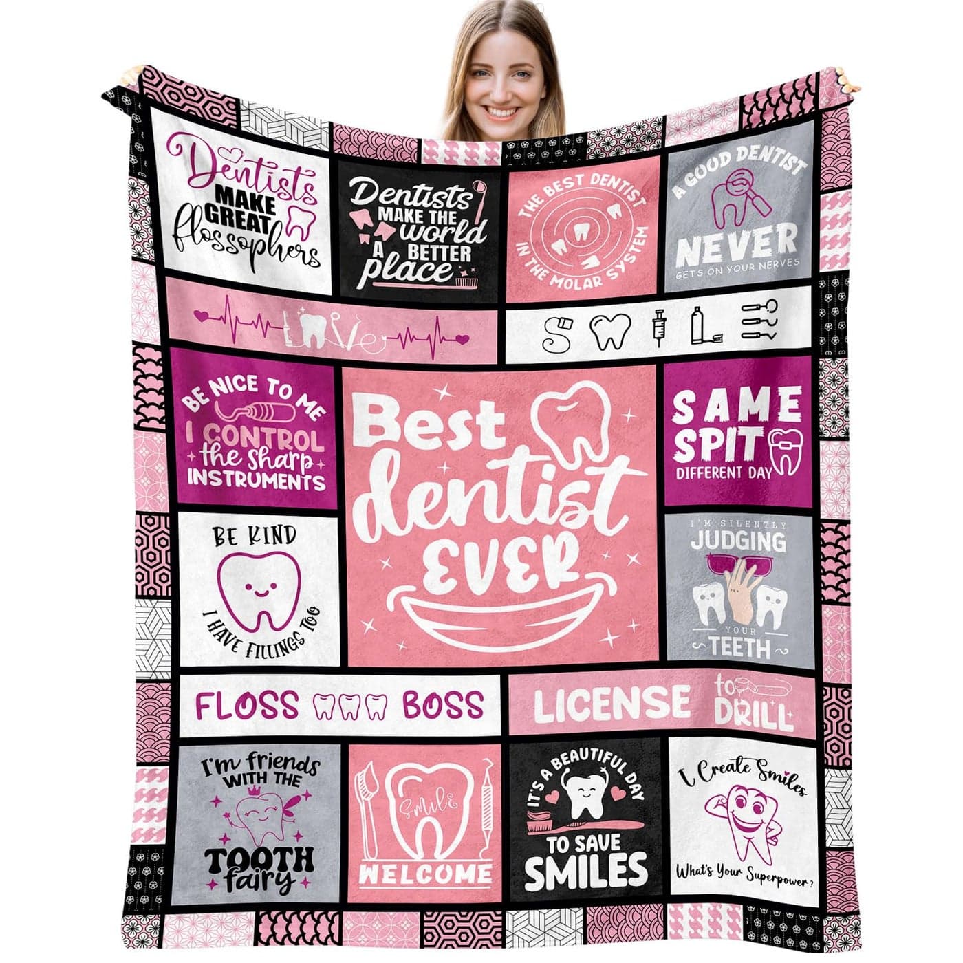 LSEOMIO Dentist Gift Dentist Blanket Gifts for Dentist Dentist Gifts for Women Dental Gift for Coworkers Best Dentists Graduation Gift Throw Blanket 60x50