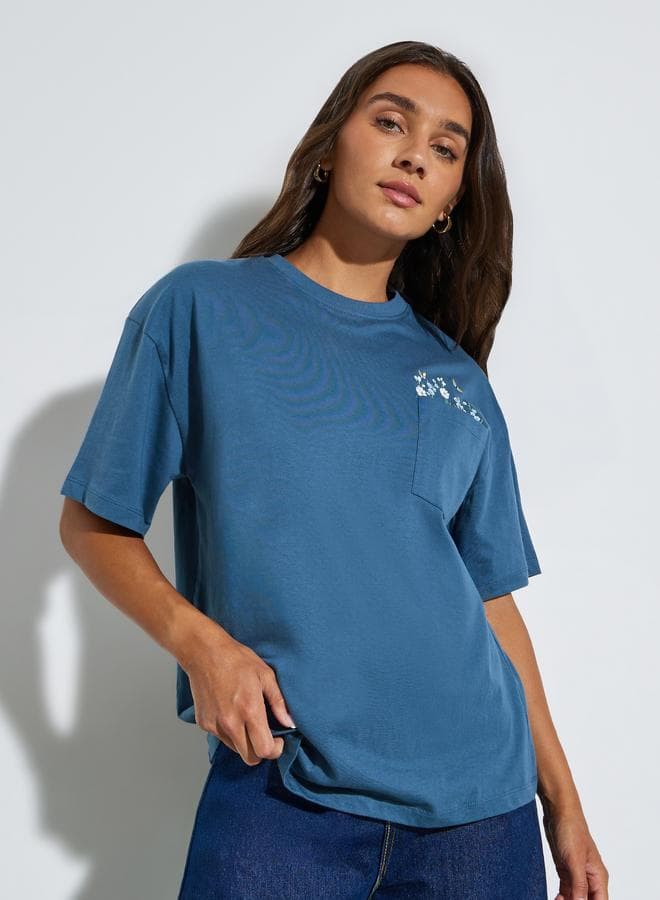 Cotton Jersey Embroidered Pocket Detail T-Shirt