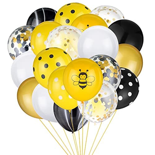 Skylety 100 Pcs Bee Balloons Decorations Kit Happy Bee Day Dots Balloon Confetti Black Yellow Latex Favor for Birthday Party Decoration