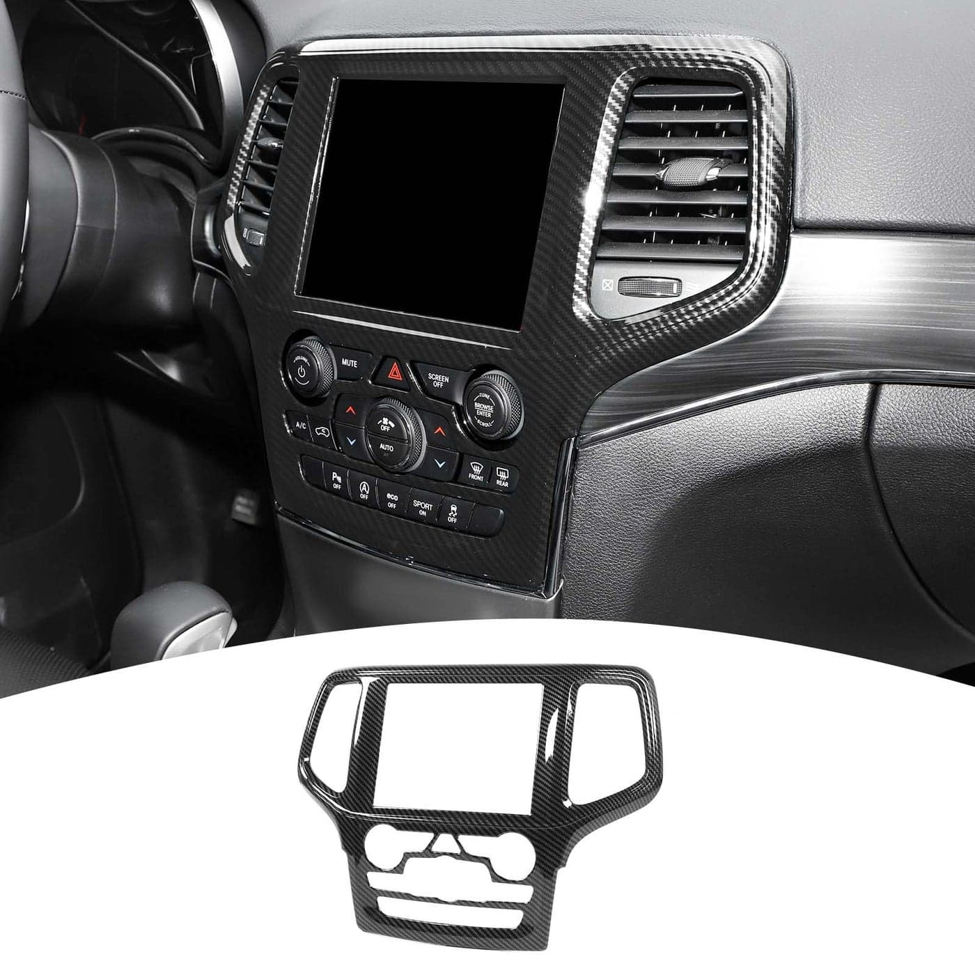 PDKLIN for Grand Cherokee Carbon Fiber Interior Trim Accessories Compatible with 2019 2020 Jeep Grand Cherokee Navigation Panel Trim Cover Carbon Fiber